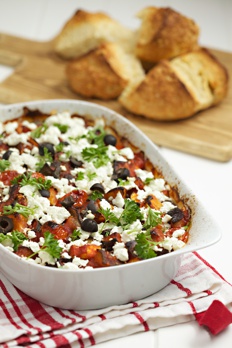 Aubergine and feta bake recipe