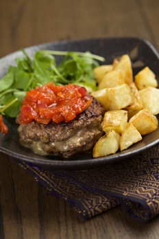 Home made blue cheese beef burgers